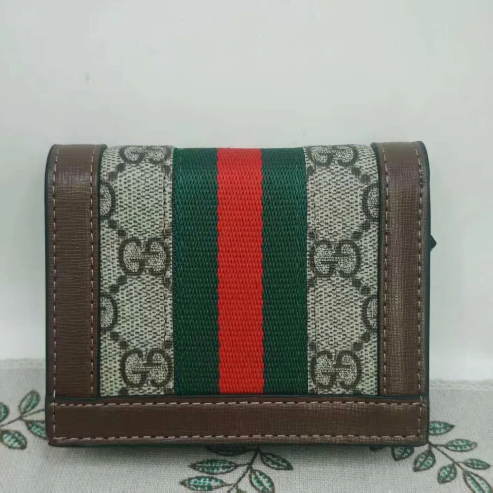 Gucci Gray and Brown Wallet with Red Stripe - Picture 2 of 8